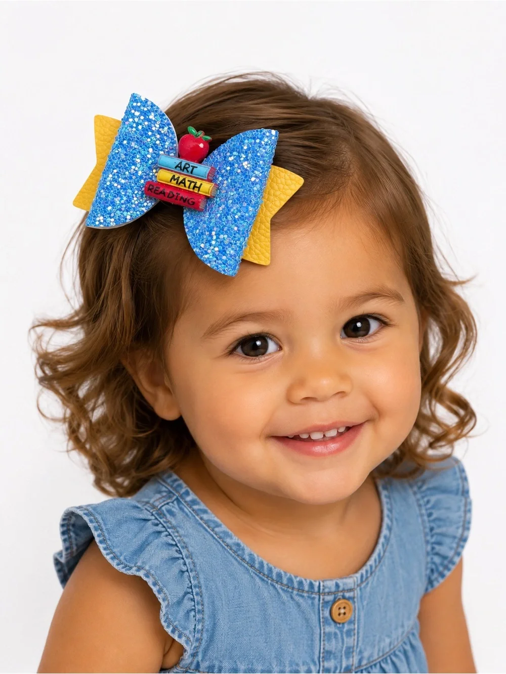 Back to School Book and Apple Hair Bow Clip